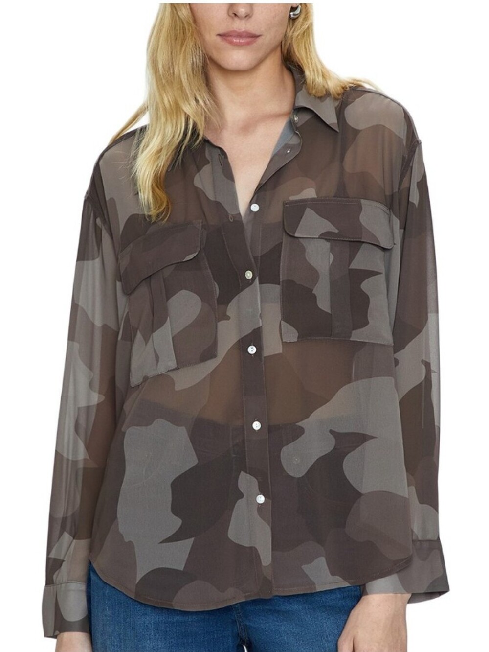 Pistola Reese Sheer Button Shirt Camo Size L